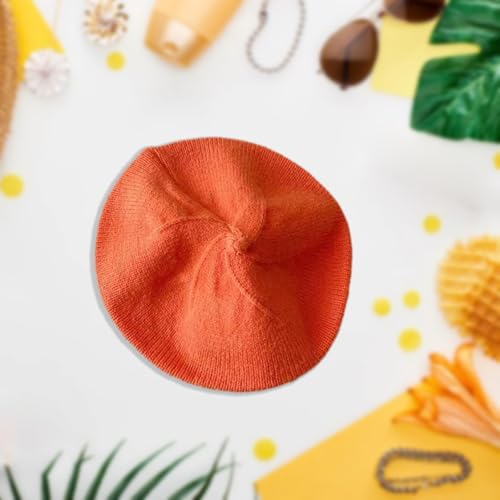 Infant Baby Boys Girls Beret & Beanie Hat - Toddler Kids Knitted French Artist Skull Hat - Fall Winter - color: A-orange