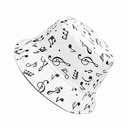 Unisex Print Double-Side-Wear Reversible Bucket Hat - color: Note White