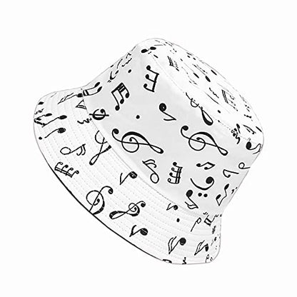 Unisex Print Double-Side-Wear Reversible Bucket Hat - color: Note White