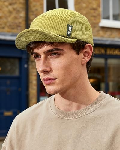 Clakllie Corduroy 5 Panel Hat Short Brim Baseball Cap Urban Street Flat Bill Hats Cooling Trucker Hats Snapback Fitted Cap - color: S-dsbh10-yellow