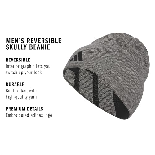 adidas Men's Reversible Skully Beanie - color: Grey Six-grey Three/Black
