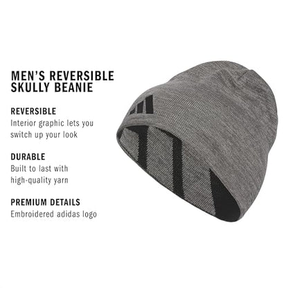adidas Men's Reversible Skully Beanie - color: Grey Six-grey Three/Black