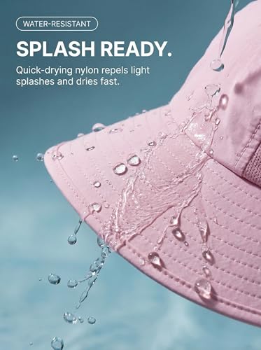 icolor Kids Sun Hat UPF50+ Sun Protection Bucket Hat Toddler Summer Beach Play Hats with Neck Flap for Girl Boy Ages 3~10 - color: Solidpink