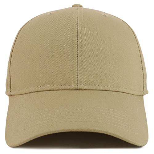Armycrew XXL Oversize High Crown Adjustable Plain Solid Baseball Cap - color: Khaki