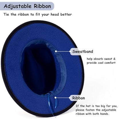 Lisianthus Gradient Color Fedora Hat for Women & Men - color: Black Band, Royal Blue