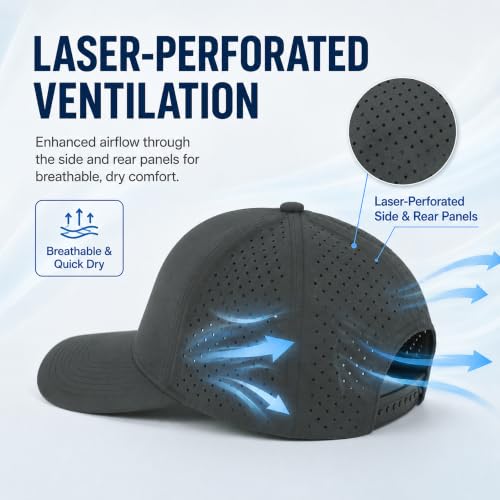 Quick Dry Baseball Cap Waterproof Snapback Trucker Golf Hat for Men Women - color: Dark Gray