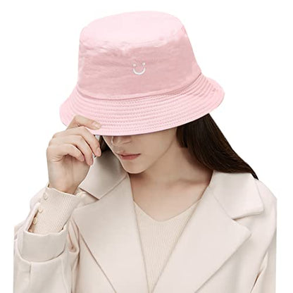 Unisex Bucket Hat Beach Sun Hat Aesthetic Fishing Hat for Men Women Teens, Reversible Double-Side-Wear - color: Pink Purple