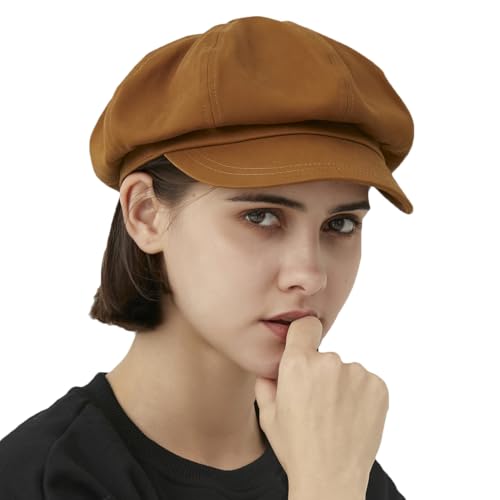 Classic Newsboy Hats, Two Size Newsboy Flat Cap for Men and Women, Fashion Baker boy hat Beret Cap - color: Brown, size: Large