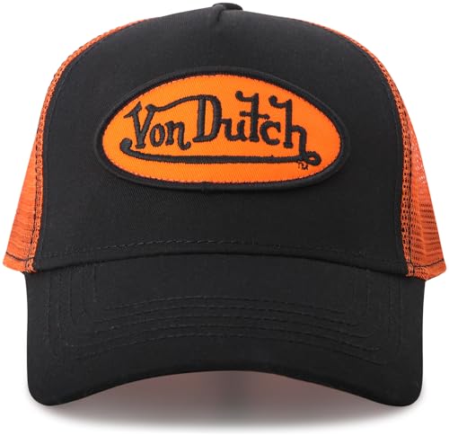 Von Dutch Unisex Trucker Hat, Colorblock, Mesh Back, Curved Bill, Snapback - color: Orange