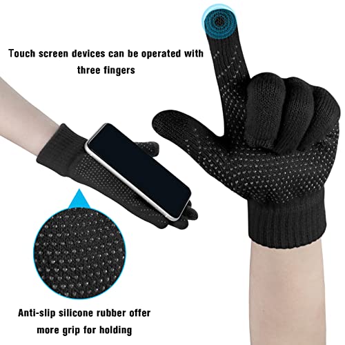 Loritta 3-Pieces Winter Hats for Women Warm Scarf Touchscreen Gloves - color: Black