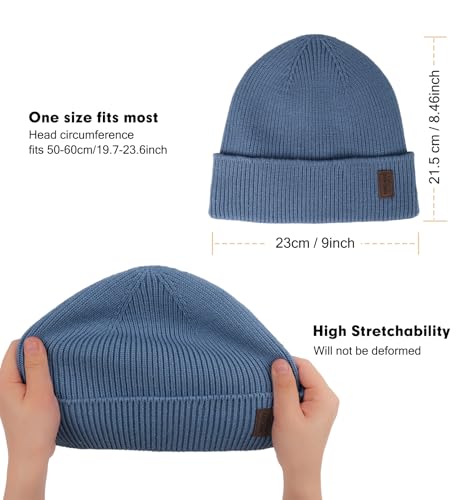 Wmcaps Winter Beanie for Men Women, Soft Warm Fleece Lined Knit Hat - color: Blue