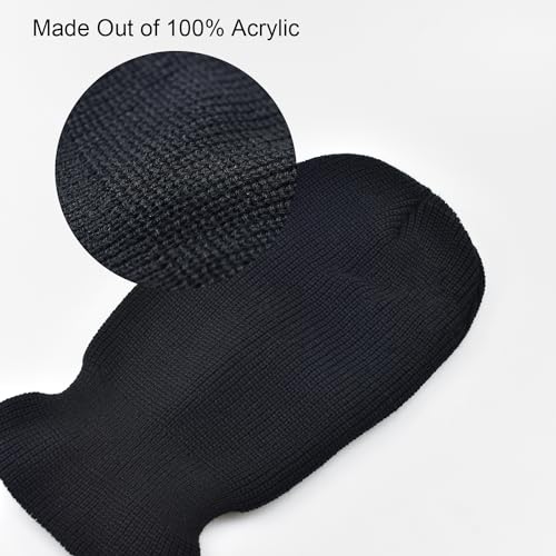 3 Hole Winter Mask, Full Face Cover Ski Mask, Thermal Winter Warm Knit Beanie Balaclava for Men, Black, One Size