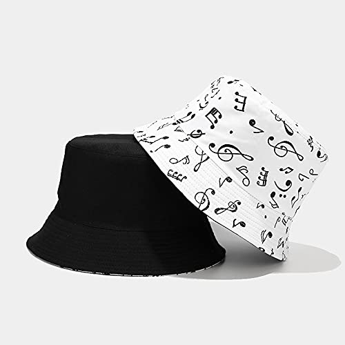 Unisex Print Double-Side-Wear Reversible Bucket Hat - color: Note White