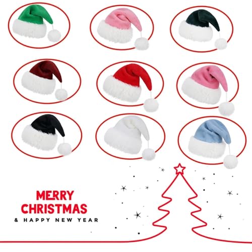 Personalized Santa Hat for Adults, Super Soft Plush Holiday Christmas Hat, Xmas New Year Party Headwear - color: Plush-white