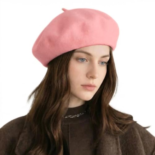 French Wool Beret Hats for Women Man - color: L-pink