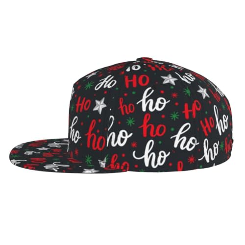 Baseball Cap Christmas Flat Brim Snapback Hat Men Women Hip Hop Cap Adjustable Trucker Hat for Adult Unisex - color: Christmas Ho Ho Ho New