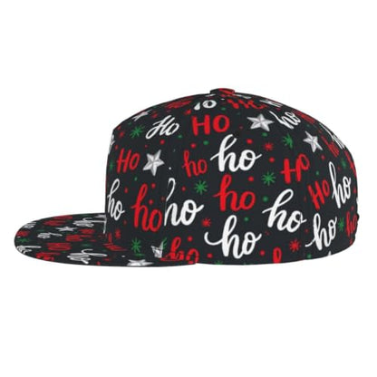 Baseball Cap Christmas Flat Brim Snapback Hat Men Women Hip Hop Cap Adjustable Trucker Hat for Adult Unisex - color: Christmas Ho Ho Ho New
