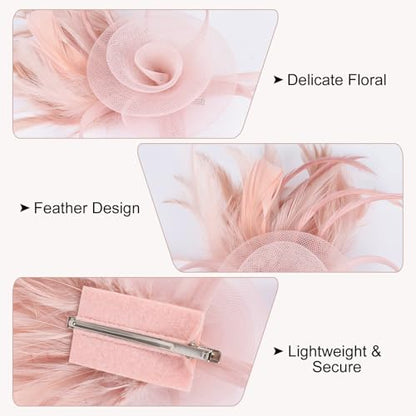 Tulle Flower Fascinators Hats for Women 2025 Derby Outfits for Women Tea Party Derby Hats - color: Black