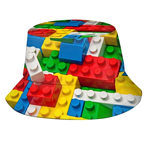 Dinosaur Skeletons Bucket Hat Fisherman Hat Beach Travel Sun Hat Outdoor Cap for Unisex Men Women - color: Plastic Toy Blocks