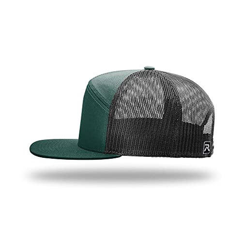 Richardson 168 Hi-Pro 7 Panel Adjustable Snapback Trucker Mesh Back Cap - color: Dark Green/Black