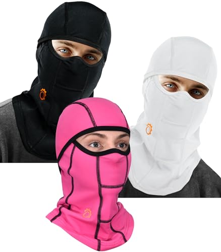 GearTOP Balaclava Ski Mask for Men and Women, Winter Motorcycle Face Mask - color: Black White Pink
