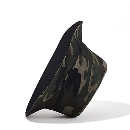 Quanhaigou Bucket Hat for Men Women,Packable Reversible Printed Sun Hats,Fisherman Outdoor Summer Travel Hiking Beach Caps - color: Camouflage