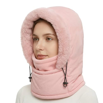 Balaclava Fleece Ski Mask, Windproof Face Cover for Men and Women - color: Pink