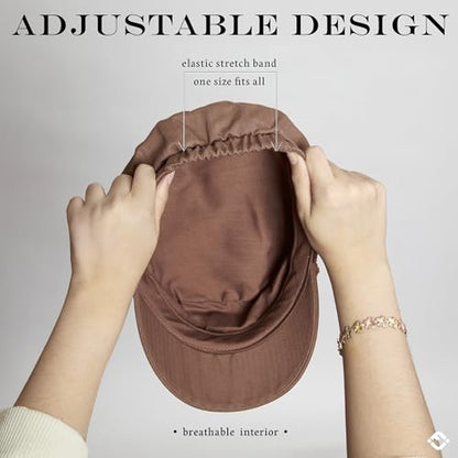 Funky Junque Greek Fisherman Newsboy Cap, Cotton Captains Bakerboy Hat - color: Brown