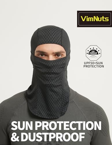 Summer Balaclava Cycling Full Face Mask Cooling Ice Silk UV Protection Breathable Face Cover for Men & Women - color: Black