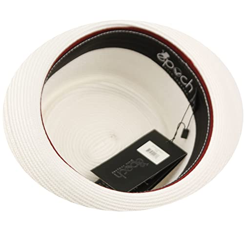 Men's Fancy Summer Straw Pork Pie Derby Fedora Upturn Brim Hat - color: F2811white, size: Small-Medium