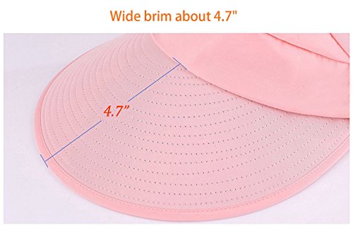 Sun Hats for Women Wide Brim Sun Hat UV Protection Caps Floppy Beach Packable Visor - color: Light Pink