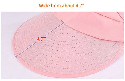 Sun Hats for Women Wide Brim Sun Hat UV Protection Caps Floppy Beach Packable Visor - color: Light Pink