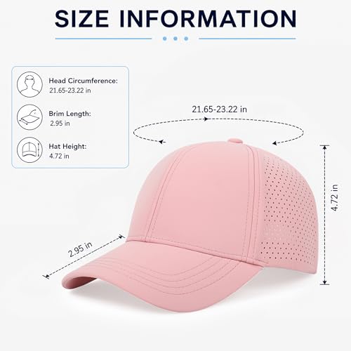 Quick Dry Baseball Cap Curved Brim Snapback Hat Mesh for Men Women - color: Pink