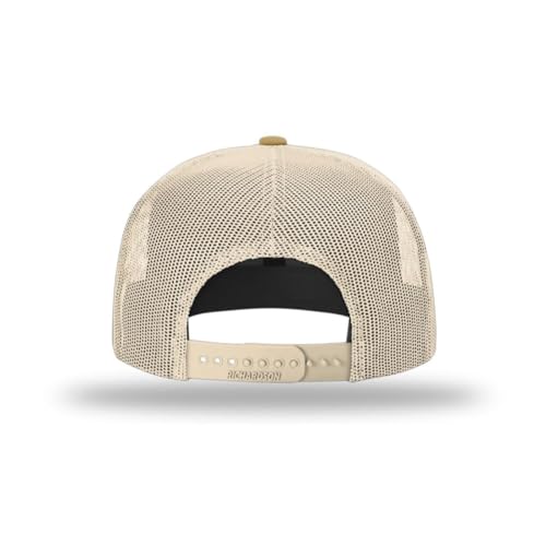 Richardson 511 Wool Blend Flatbill Trucker Snapback Adjustable Cap - color: Heather Grey/Birch/Biscuit