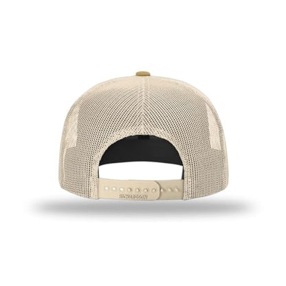 Richardson 511 Wool Blend Flatbill Trucker Snapback Adjustable Cap - color: Heather Grey/Birch/Biscuit