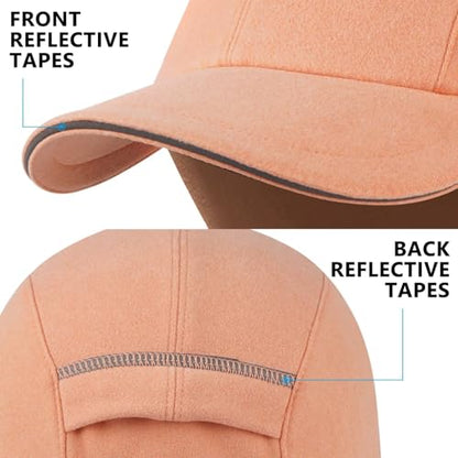 GADIEMKENSD Women's Winter Reflective Fleece Ponytail Hat with Drop Down Ear Warmer - color: Orange, size: 7-7 1/8
