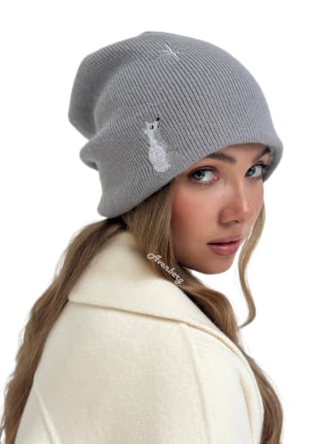 Oversized Slouchy Non-Itchy Knit Beanie Winter Hat for Men & Women - color: Grey