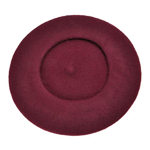 ZLYC Wool French Beret Hat Solid Color Classic Artist Cap for Women - color: Burgundy