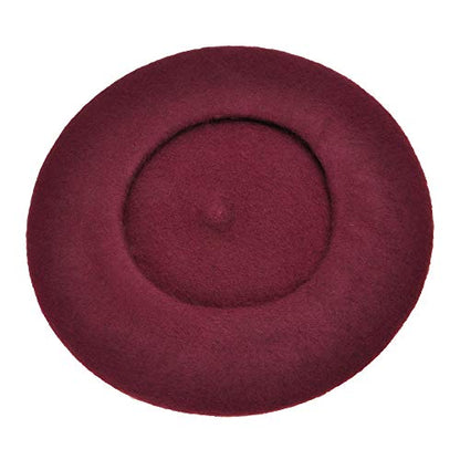 ZLYC Wool French Beret Hat Solid Color Classic Artist Cap for Women - color: Burgundy