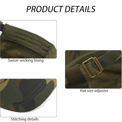 Men's Military Cadet Hat Flat Top Newsboy Cap - color: C - Brown ( Camo )