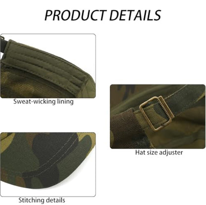 Men's Military Cadet Hat Flat Top Newsboy Cap - color: C - Brown ( Camo )