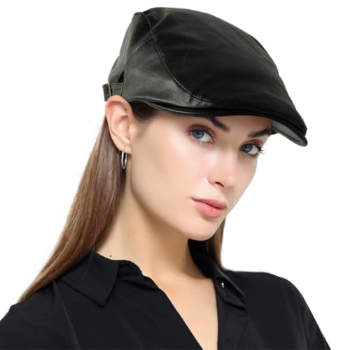 DOCILA Newsboy Flat Cap Women Men Fashion Print Gatsby Ivy Caps Adjustable All Seasons Cabbie Beret Hats - color: Black