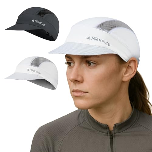 Hikenture Cycling Cap,Cooling Skull Cap Bike Hat with Sun Visor, Summer Breathable Helmet Liner Biking Cap for Men Women - color: Whitegrey
