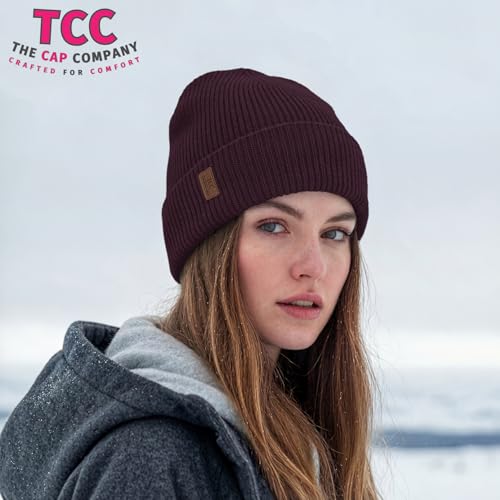 Beanie Fleece Lined Soft for Men Women | Winter Hats Warm Double Layered Stylish Knited Cuffed Plain Beanie Skull Cap | - color: A10- Maroon