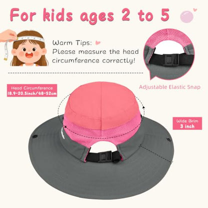 ZOORON Kids Girls Ponytail Sun Hat UPF 50+ Breathable Mesh Water-Resistant - color: Two-tone Watermelon Red