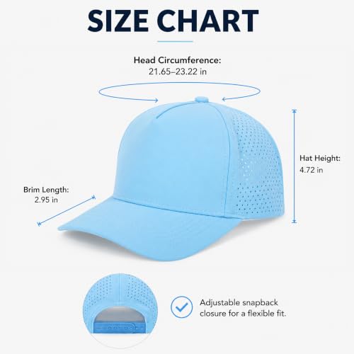 5 Panel Baseball Cap Quick Dry Mesh Snapback Hat for Women Men - color: Lightblue