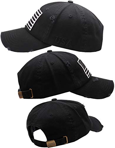 Antourage American Flag Unisex Baseball Hat for Men and Women | USA Flag Mesh Snapback Cap with 2 Patriotic Patches - color: (17) Black/White