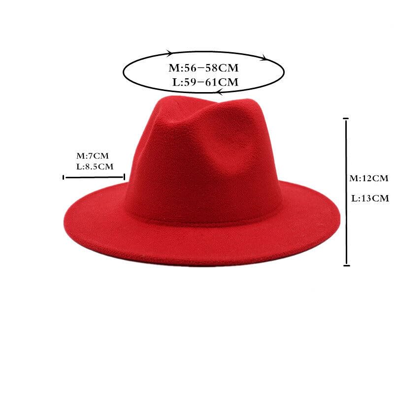 UPSTORE Wide Brim Fedora Hat for Men Women Classic Black Red Panama Hat Two Tone Jazz Hat - color: Red