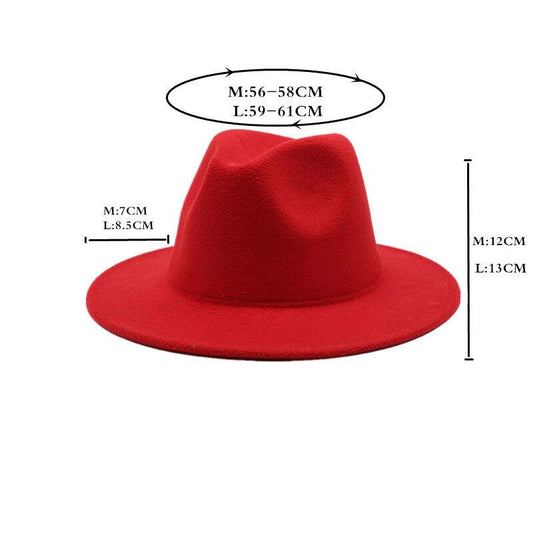 UPSTORE Wide Brim Fedora Hat for Men Women Classic Black Red Panama Hat Two Tone Jazz Hat - color: Red