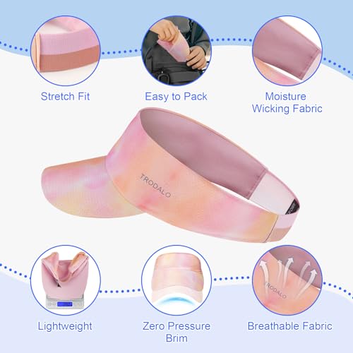 Kids Sun Visor Hats for Girls Boys, Packable Cooling Stretchy Visor - color: Peach